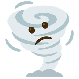 tornado and slightly frowning face