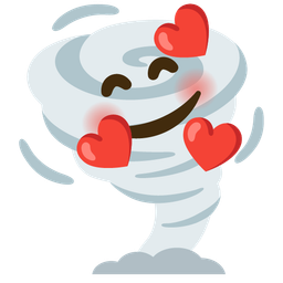 Tornado and Smiling face with hearts