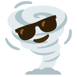 tornado and smiling face with sunglasses