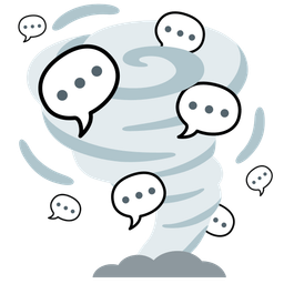 tornado and speech balloon