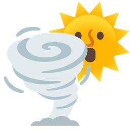 tornado and sun with face