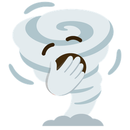 tornado and yawning face