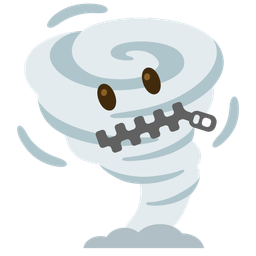 tornado and zipper-mouth face