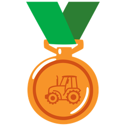 tractor and 3rd place medal