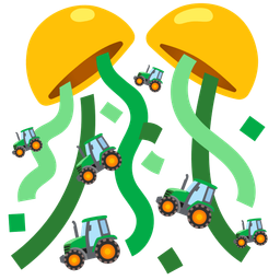 tractor and confetti ball