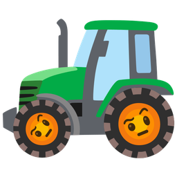 tractor and face with raised eyebrow
