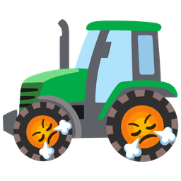 tractor and face with steam from nose