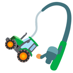 tractor and fishing pole
