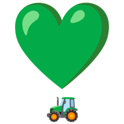 tractor and heart exclamation