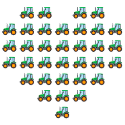 tractor and heart suit