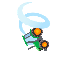 tractor and leaf fluttering in wind