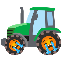 tractor and loudly crying face