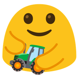 tractor and people hugging