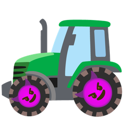 Tractor and Smiling face with horns
