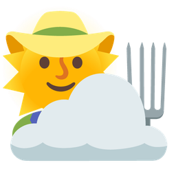 tractor and sun behind cloud