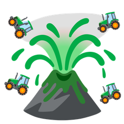 tractor and volcano
