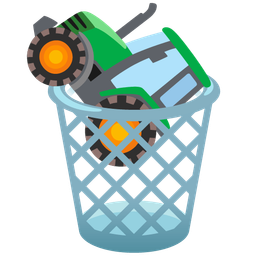tractor and wastebasket