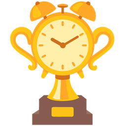 trophy and alarm clock