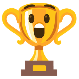 trophy and astonished face