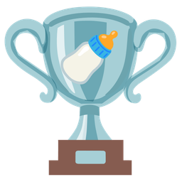 trophy and baby bottle
