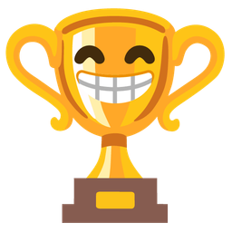 Trophy and Beaming face with smiling eyes
