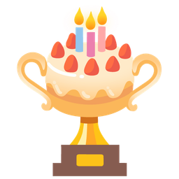 trophy and birthday cake