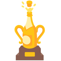 trophy and bottle with popping cork