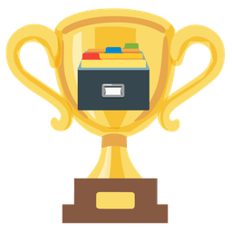 trophy and card file box