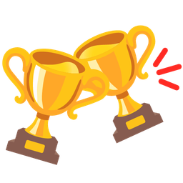 trophy and clinking glasses