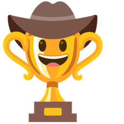 trophy and cowboy hat face