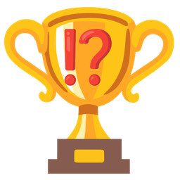 trophy and exclamation question mark