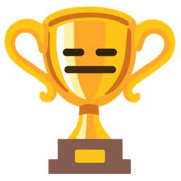trophy and expressionless face