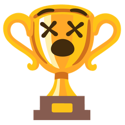 trophy and face with crossed-out eyes