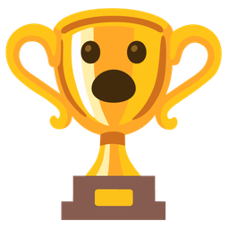 trophy and face with open mouth