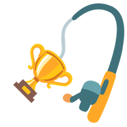 trophy and fishing pole