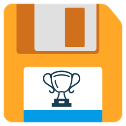 trophy and floppy disk