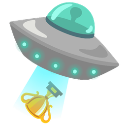 trophy and flying saucer