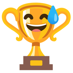 Trophy and Grinning face with sweat