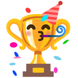 trophy and partying face