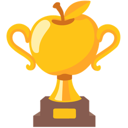 trophy and red apple