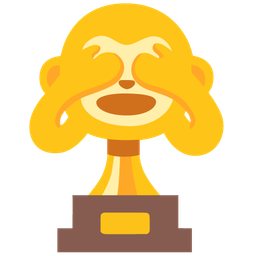 trophy and see-no-evil monkey