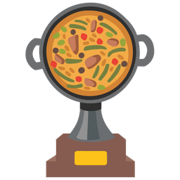 trophy and shallow pan of food
