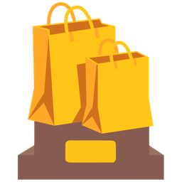 trophy and shopping bags