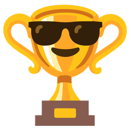 trophy and smiling face with sunglasses