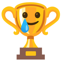Trophy and Smiling face with tear