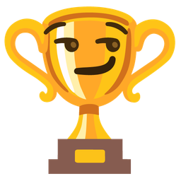 trophy and smirking face