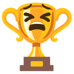 trophy and tired face