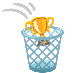 trophy and wastebasket