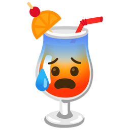 Tropical drink and Anxious face with sweat