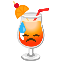 Tropical drink and Downcast face with sweat